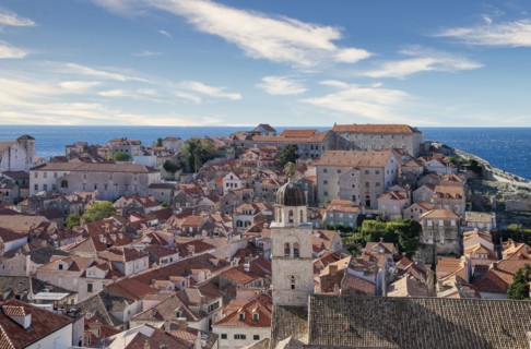 Croatia, Dubrovnik, Elevated view of old town