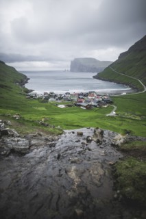 Denmark, Village at coastline,