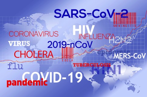 World map with diseases names on top,,