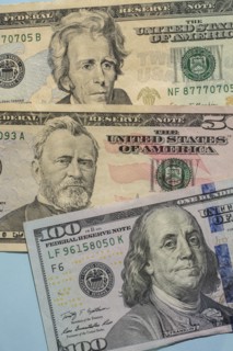Close-up of US paper currency