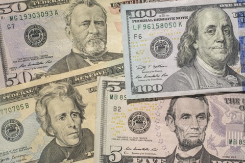 Close up of US paper currency