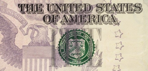 Close-up of US five dollar bill