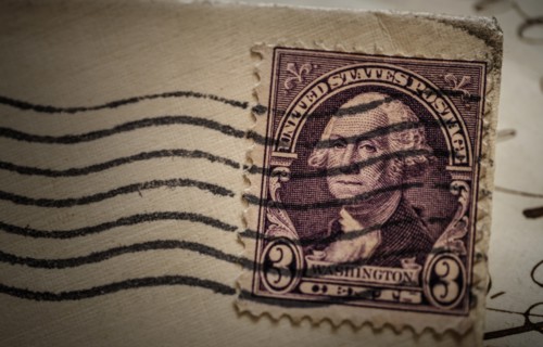 Postage stamp with George Washington
