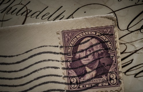 Postage stamp with George Washington