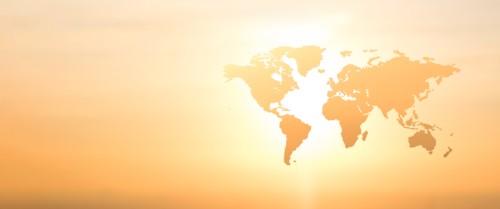 World map on yellow background,,