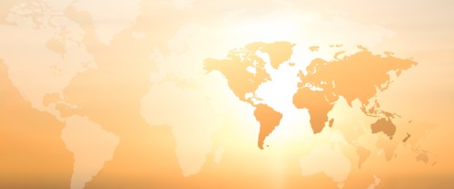 World map on yellow background,,