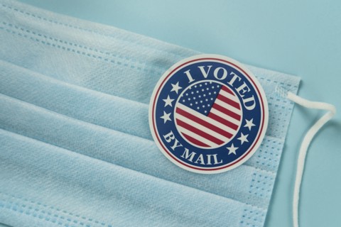 Voting sticker and protective mask,,