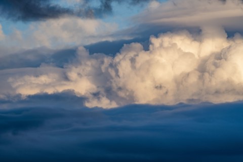 Fluffy clouds in sky,,