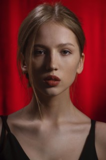 Portrait of young woman with blond hair