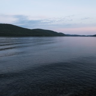USA, Otsego Lake at dusk,