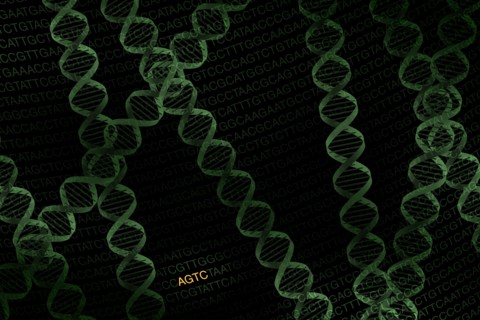 DNA helix on black background