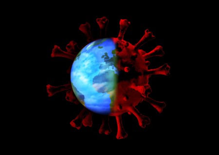 Coronavirus model combined with globe
