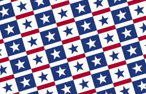 White and blue stars on a red white and blue background
