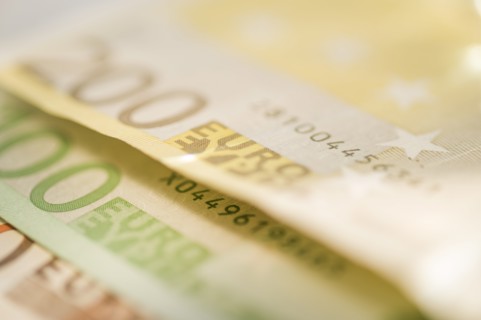 Different denominations of Euro bills
