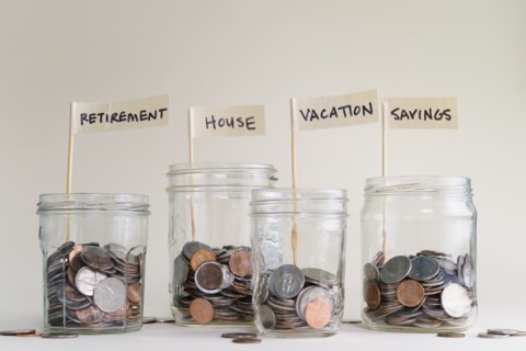 Jars with money saved for various purposes