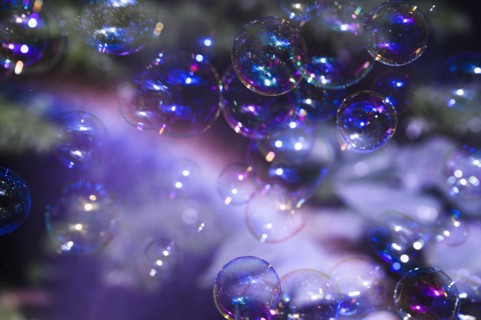 Soap bubbles floating in air