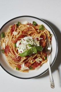Spaghetti with tomato sauce on plate