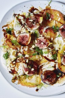Healthy salad with fruits and nuts