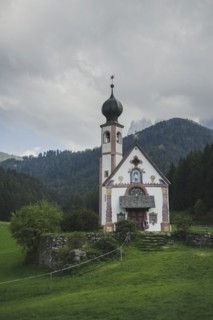 Italy, South Tyrol, Funes, Church of Saint John in Ranui, Small church in mountain