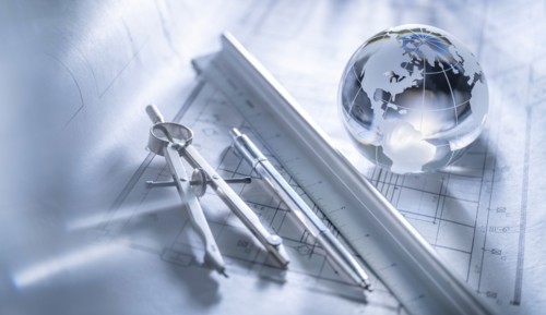 Glass globe and drawing equipment