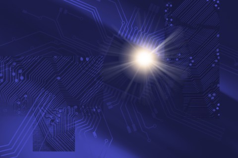 Abstract blue pattern with circuit board