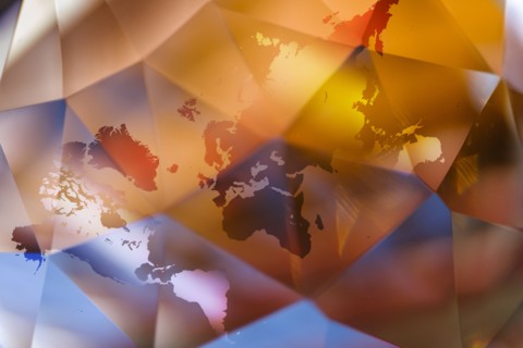 World map on abstract colorful background