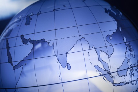 Digitally generated blue globe