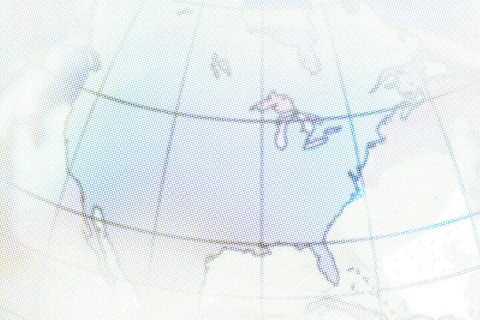 Part of digitally generated globe