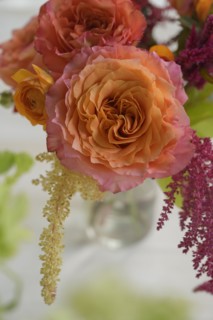 Floral arrangement with pink roses