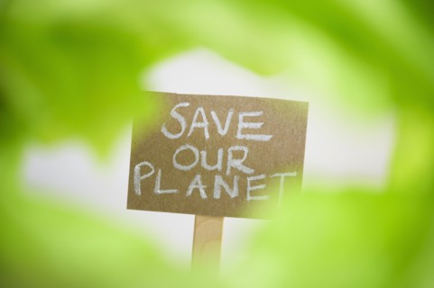 Placard reading save our planet