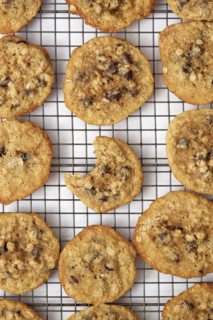 Oatmeal cookies with one missing bite