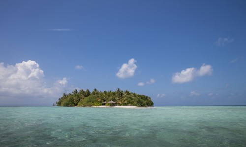 Indian Ocean, Maldives, Ari Atoll, Vilamendhoo Island, Tropical island on Indian Ocean