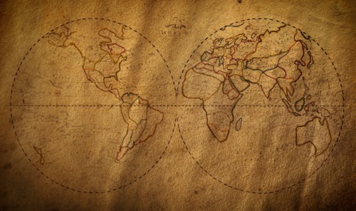 Old map of the world from 1811