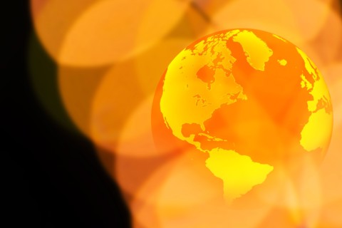 Globe and yellow lights