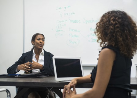 Two businesswomen working in office