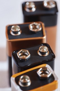 Batteries on white background