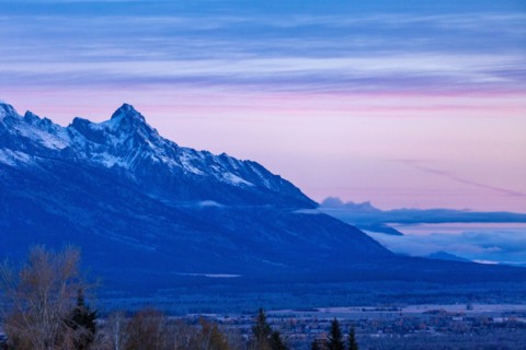 Landscape with Teton Range at dawn in Grand Teton National Park