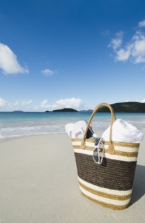 Vacation bag on beach
