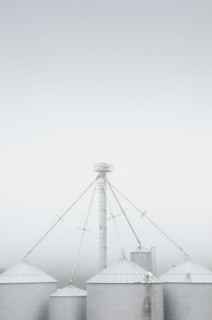 Silos in fog