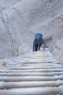 Hiker visiting Bandelier National Monument