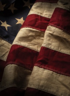 Close-up of old American flag