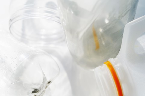 Close-up of plastic bottles