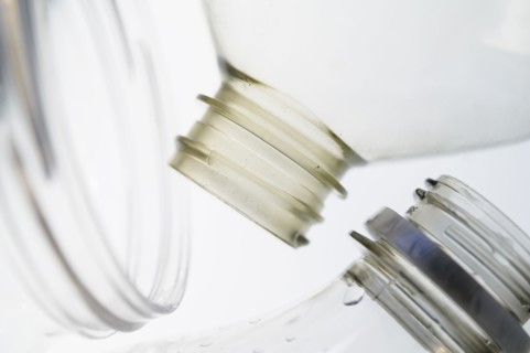 Close-up of plastic bottles