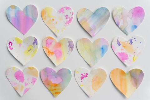 Studio shot of colorful paper hearts