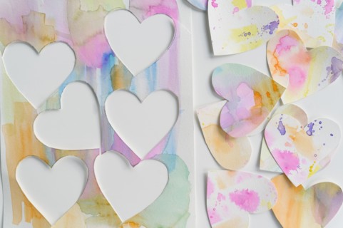 Studio shot of colorful paper hearts