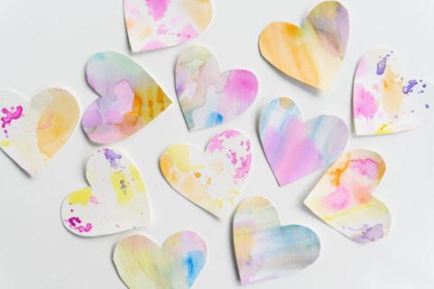 Studio shot of colorful paper hearts