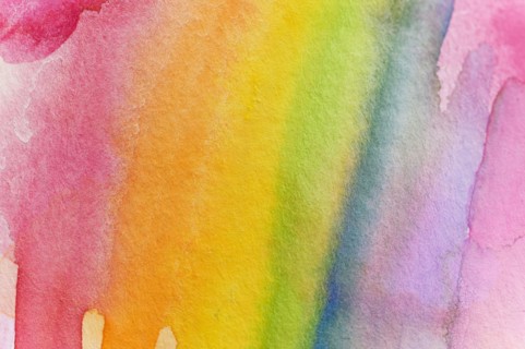 Close-up of watercolor rainbow