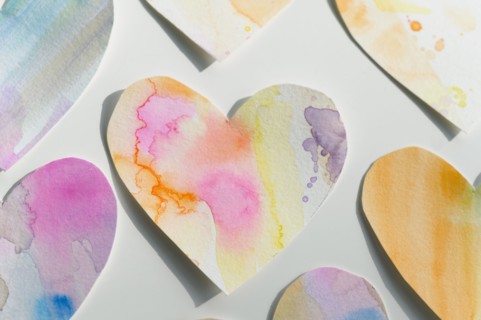 Studio shot of colorful paper hearts