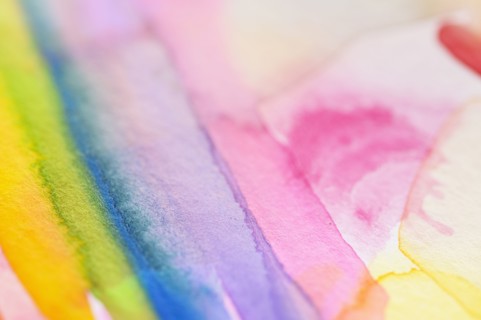 Close-up of watercolor rainbow