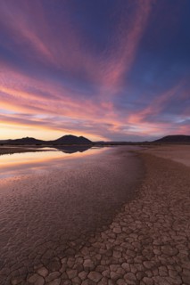 Desert lake at sunset